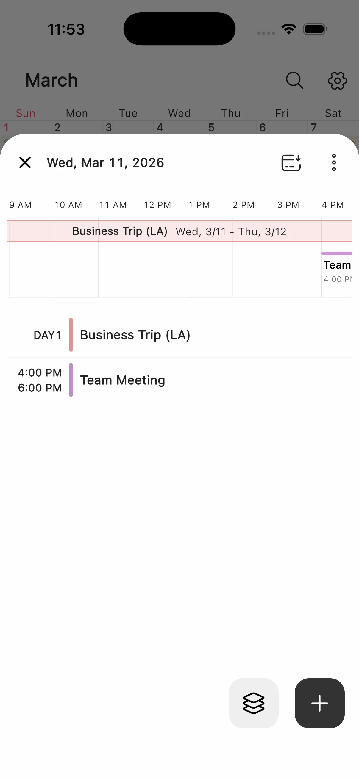 Tap an event on the calendar