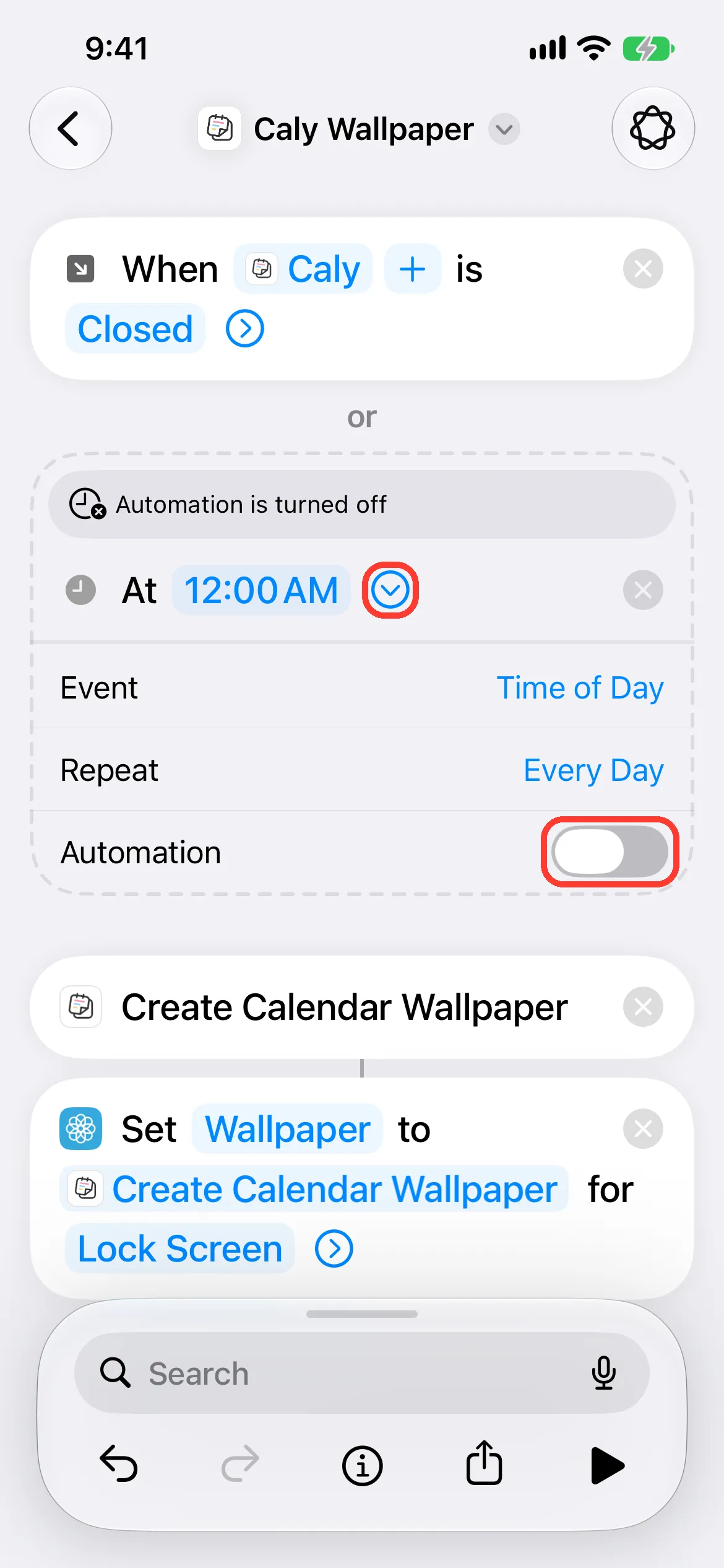 Turn on "At 12:00 AM"