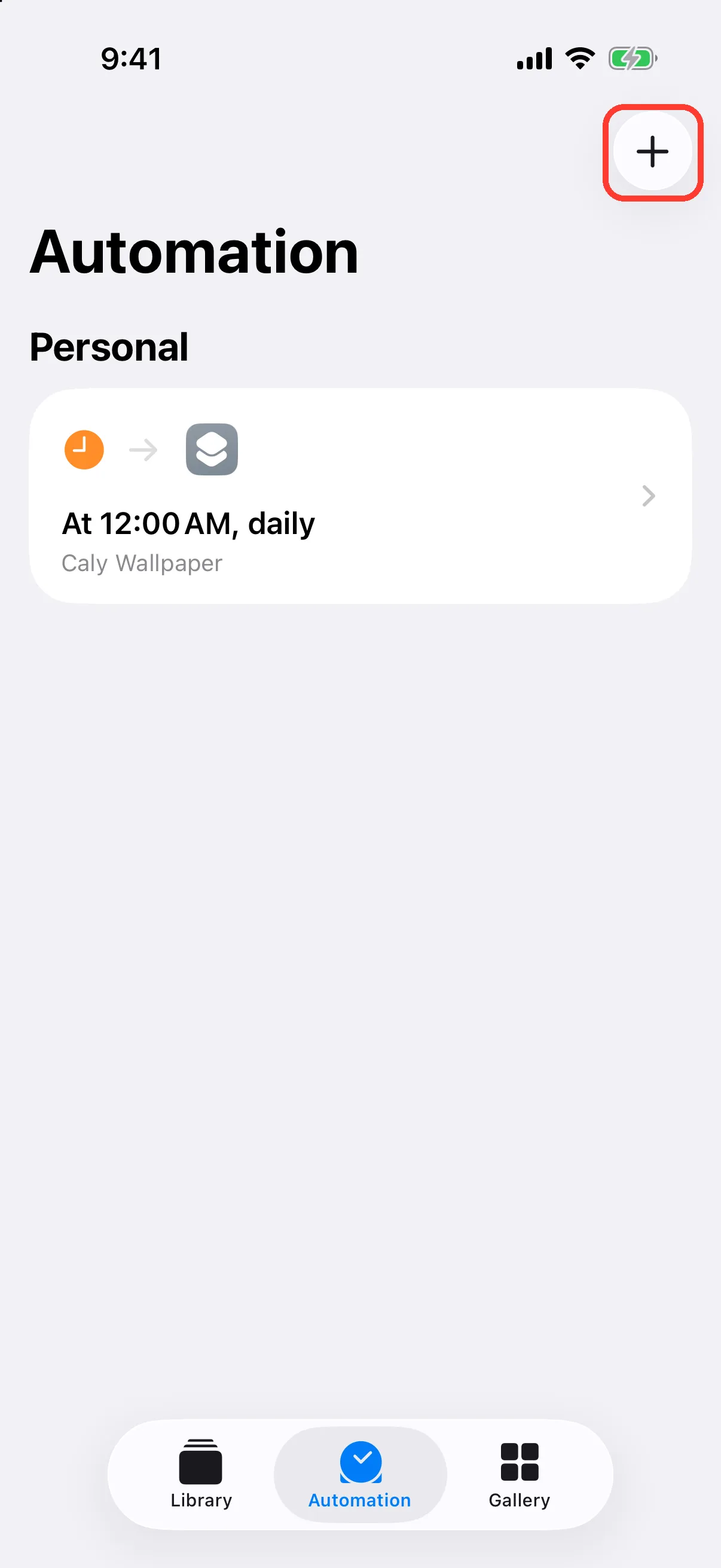 Tap + at the top right