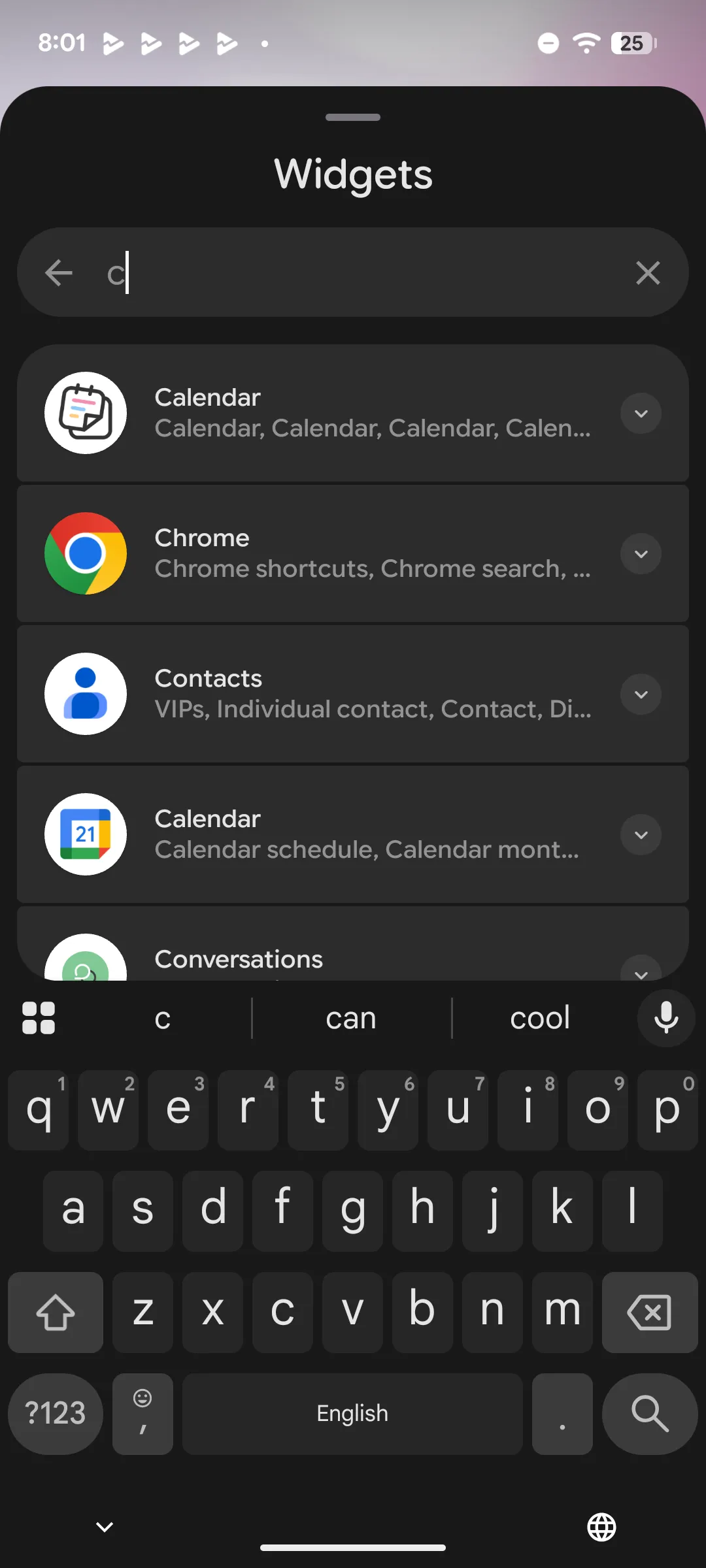 Search for "Calendar" and select the app