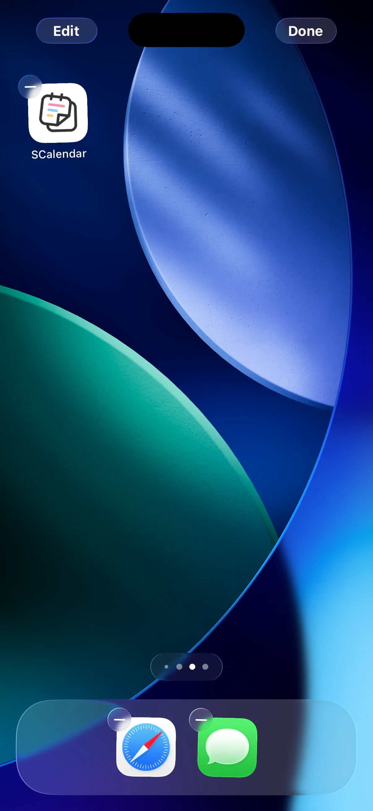 Long-press the home screen to enter edit mode