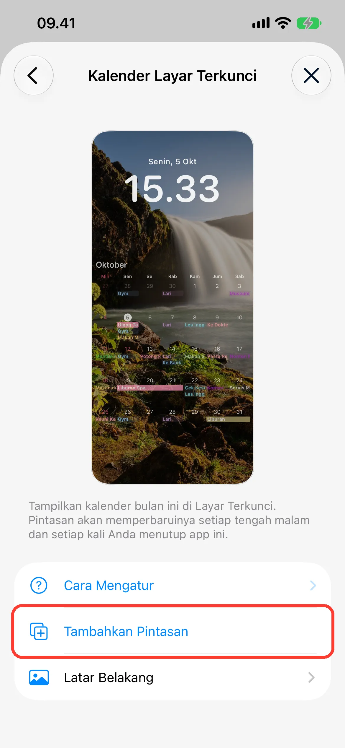 Ketuk Tambahkan Pintasan