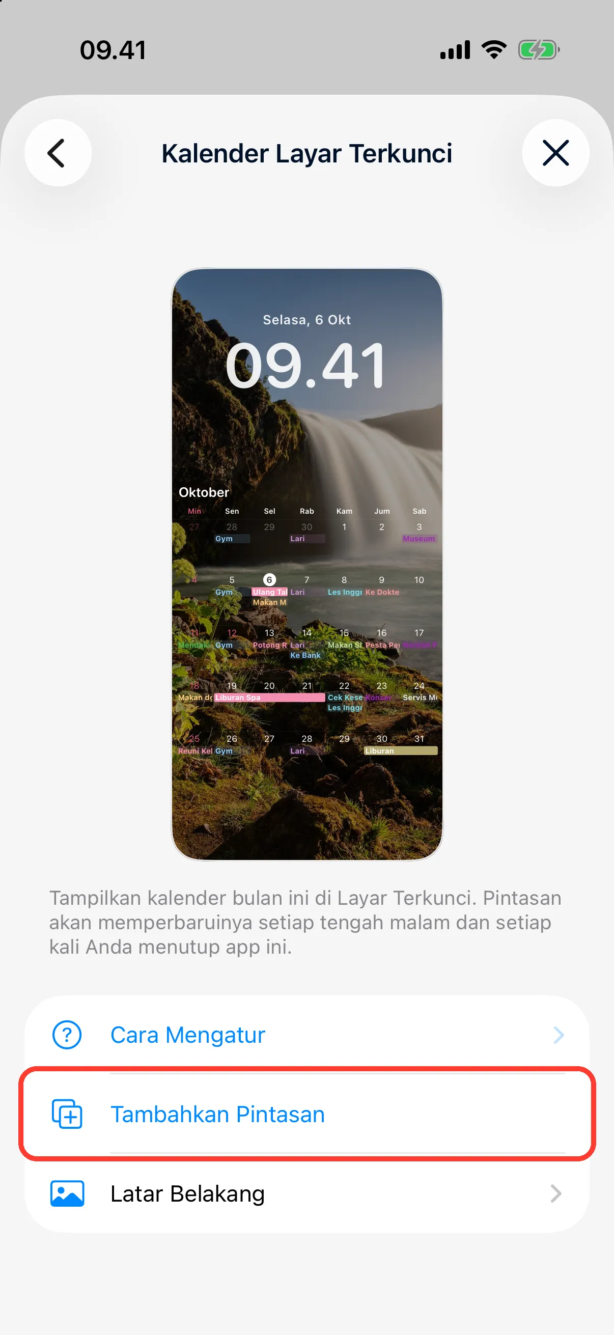 Ketuk Tambahkan Pintasan