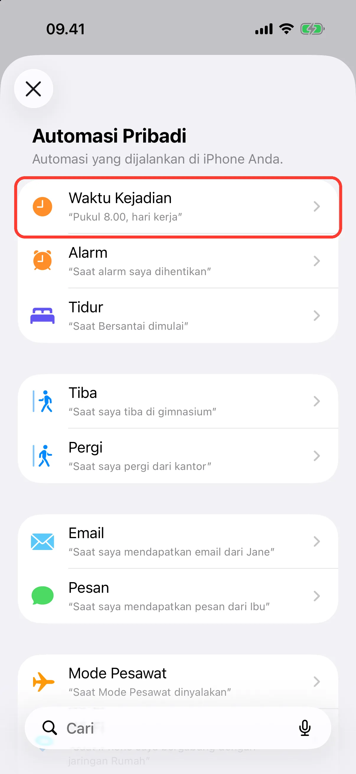 Pilih Waktu Kejadian